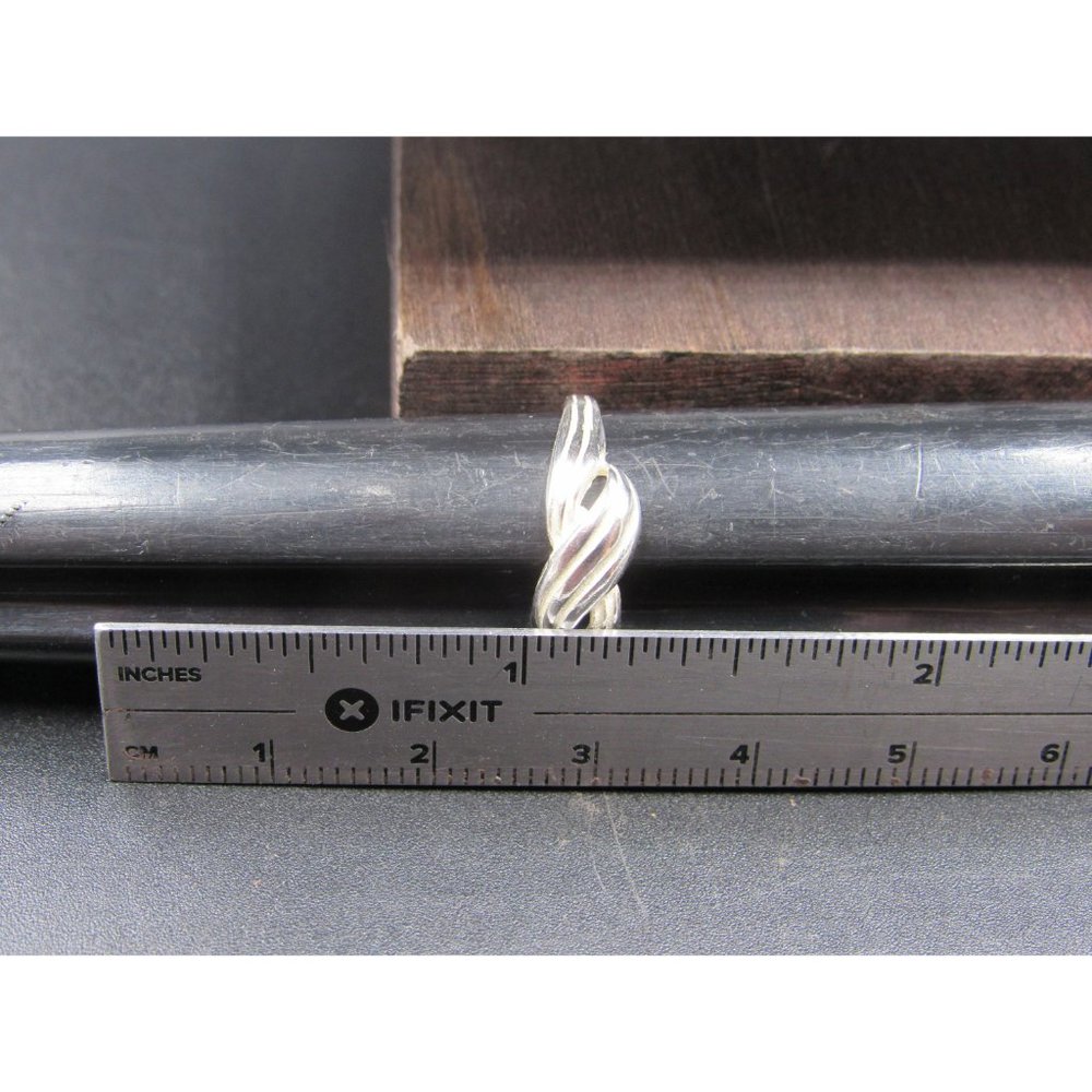 Size 6.5 Sterling Silver Odd Pattern Rustic Band … - image 6